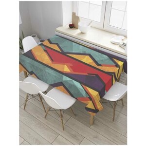 Скатерть прямоугольная JoyArty на кухонный стол "Красочные зигзаги и полосы" из оксфорда, 120x145 см