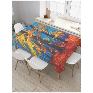 Скатерть прямоугольная JoyArty на кухонный стол "Лес в огне" из оксфорда, 180x145 см