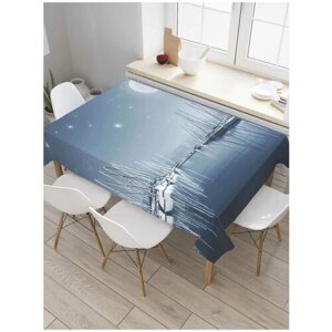 Скатерть прямоугольная JoyArty на кухонный стол "Луна и лодки" из оксфорда, 180x145 см