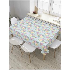 Скатерть прямоугольная JoyArty на кухонный стол "Милые розочки" из оксфорда, 180x145 см