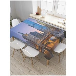 Скатерть прямоугольная JoyArty на кухонный стол "Ночные башни" из оксфорда, 120x145 см