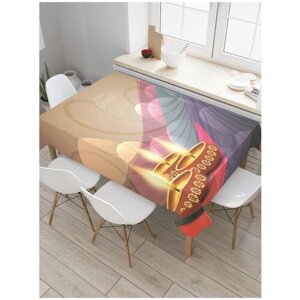 Скатерть прямоугольная JoyArty на кухонный стол "Отмечаем дивали" из оксфорда, 180x145 см