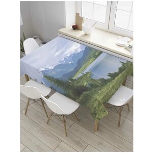 Скатерть прямоугольная JoyArty на кухонный стол "Пейзаж гор" из оксфорда, 180x145 см