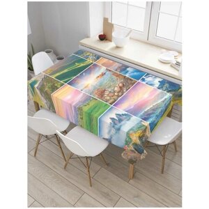 Скатерть прямоугольная JoyArty на кухонный стол "Природный коллаж" из оксфорда, 180x145 см