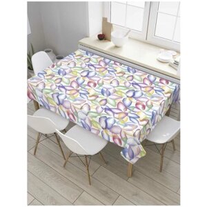 Скатерть прямоугольная JoyArty на кухонный стол "Прозрачные цветные лепестки" из оксфорда, 120x145 см