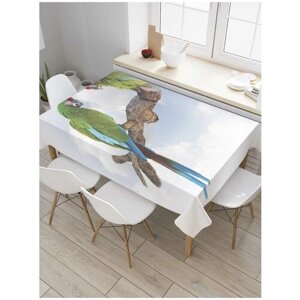 Скатерть прямоугольная JoyArty на кухонный стол "Разговор попугаев" из оксфорда, 180x145 см