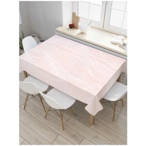 Скатерть прямоугольная JoyArty на кухонный стол "Розовый мраморный узор" из оксфорда, 120x145 см