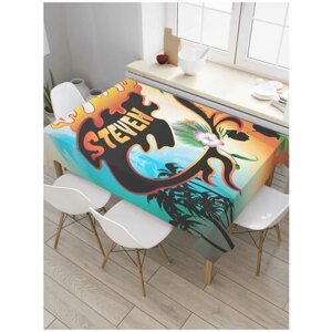 Скатерть прямоугольная JoyArty на кухонный стол "Серфинг графити Стивен" из оксфорда, 120x145 см