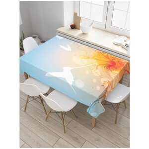 Скатерть прямоугольная JoyArty на кухонный стол "Внимательный колибри" из оксфорда, 120x145 см