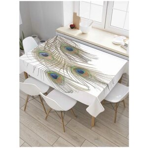 Скатерть прямоугольная JoyArty на кухонный стол "Воображаемые перья" из оксфорда, 180x145 см