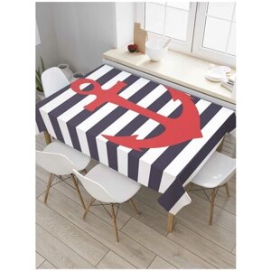 Скатерть прямоугольная JoyArty на кухонный стол "Якорь моряка" из оксфорда, 120x145 см