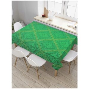 Скатерть прямоугольная JoyArty на кухонный стол "Зеленые ромбы" из оксфорда, 120x145 см