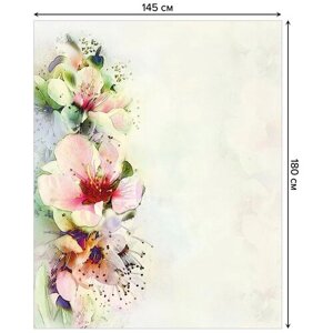 Скатерть прямоугольная JoyArty "Нежная цветочная композиция" из сатена, 180x145 см