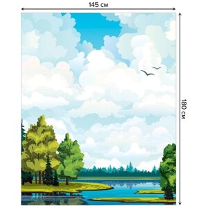 Скатерть прямоугольная JoyArty "Спокойный пейзаж" из сатена, 180x145 см