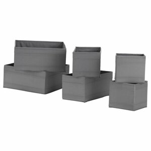 SKUBB Набор коробок IKEA, темно-серый, 6 шт. (60472959)