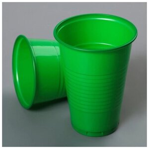 Стакан одноразовый пластиковый «Стандарт», 200 мл, цвет зелёный (100 шт.)