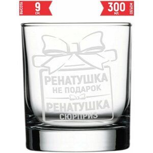 Стакан стеклянный Ренатушка не подарок Ренатушка сюрприз - 300 мл.