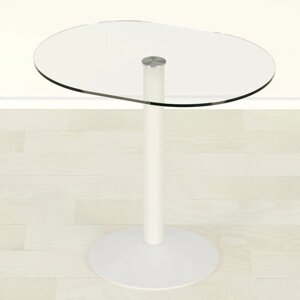 Стеклянный стол для кухни Троя 23 прозрачный/белый (900х600)