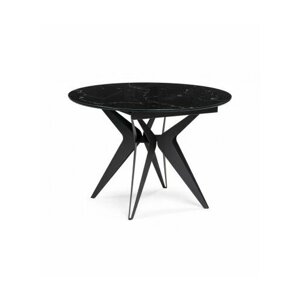 Стеклянный стол Рикла 110(150)х110х76 черный мрамор / черный 553566