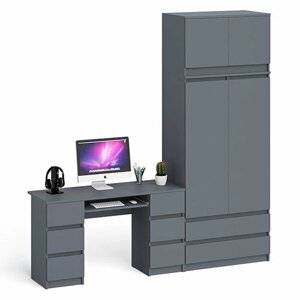 Стол компьютерный Мори МС-2 + Шкаф МШ900.1 + Антресоль МА900.1, цвет графит