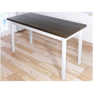 Стол кухонный Классика из массива сосны, столешница цвета темного дуба 40 мм и белые ножки, 120х70х75 см