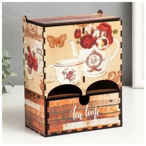 SUI Чайный домик двойной с ящиком "Цветы" 20х8,7х15,2 см
