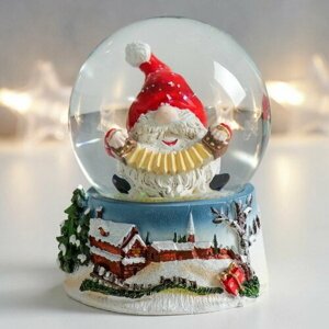 Сувенир полистоун водяной шар "Дед Мороз - гармонист" 7х6.7х8.8 см, 6 шт.
