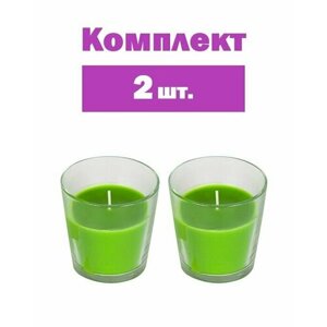 Свеча ароматизированная в стакане Зелёное яблоко, 2 шт.