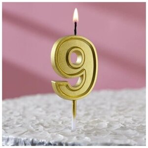 Свеча в торт цифра "9" золото