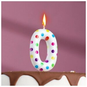 Свеча в торт на день рождения Цветное конфетти , цифра 0, 55 см