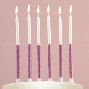 Свечи для торта «В твой день рождения», розовые, 6 шт.