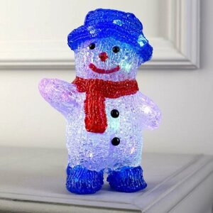 Светодиодная фигура «Приветливый снеговик» 13 20 8 см, акрил, 10 LED, батарейки ААх2 (не в комплекте), свечение мульти (RGB)