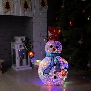 Светодиодная фигура "Снеговик" 33 х 65 х 27 см, металл, текстиль, 220 В, свечение мульти