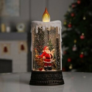 Светодиодная фигура «Свеча с Дедом Морозом» 13.8 30 8.4 см, пластик, батарейки ААх3 (не в комплекте), USB, свечение тёплое белое