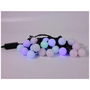 Светодиодная гирлянда "Большие" шарики, 20 RGB LED, 5+1.5 м, коннектор, черный провод, уличная, Rich LED