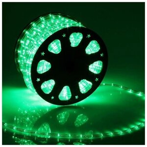 Световой шнур Luazon Lighting 11 мм, IP65, 100 м, 24 LED/м, 220 В, 2W, постоянное свечение, свечение зелёное