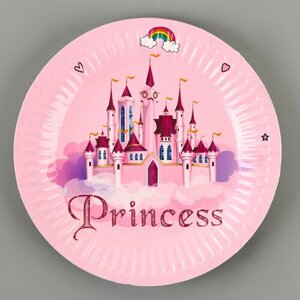 Тарелки бумажные «С днём рождения» с принцессой, 6 шт. (комплект из 15 шт)