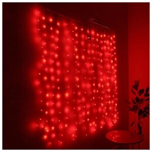Торг Хаус Гирлянда штора Роса 1.6*1.6 м, 256 красных мини LED с мерцанием, серебряная проволока, IP20 L-CF-R/256L