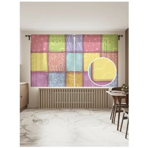 Тюль для кухни и спальни JoyArty "Мягкая плитка", 2 полотна со шторной лентой шириной по 145 см, высота 180 см.