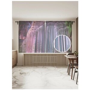 Тюль для кухни и спальни JoyArty "Сталактитовые узоры", 2 полотна со шторной лентой шириной по 145 см, высота 180 см.