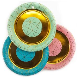 Ukid GIFT Набор одноразовых тарелок "Геометрия линий", 9'23 см - 6 шт, голубой