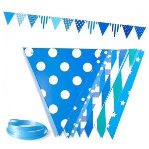 Ukid GIFT Украшение для праздника, гирлянда-растяжка, гирлянда-флажки, ассорти дизайнов, голубой, 300 см