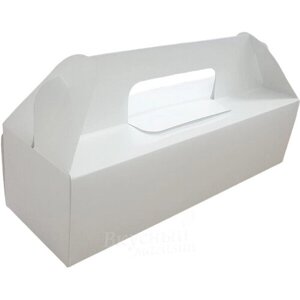 Упаковка для пирожных с ручкой Белая Fupeco 27,5х9х7,5 см.