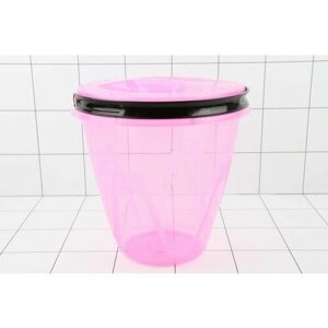 Ведро 10 литров Лайт с крышкой прозрачное розовое