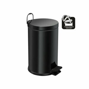 Ведро-контейнер для мусора с педалью 12 л, черное с микролифтом 123003R