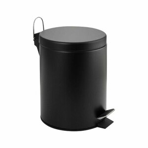 Ведро мусорное круглое с педалью Черное, 5л (2405)