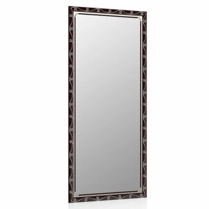 Зеркало 119С махагон, орнамент цветок, ШхВ 45х100 см, зеркала для офиса, прихожих и ванных комнат, горизонтальное или вертикальное крепление