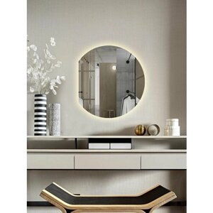 Зеркало для ванной Eclipse 70*60 круглое с левым срезом с тёплой LED-подсветкой без кнопки