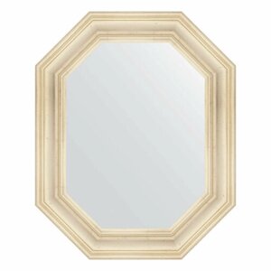 Зеркало настенное Polygon EVOFORM в багетной раме травленое серебро, 64х79 см, для гостиной, прихожей, кабинета, спальни и ванной комнаты, BY 7210