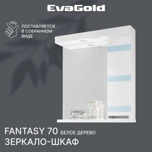 Зеркало с подсветкой в ванную со шкафом EvaGold Fantasy 70 белое